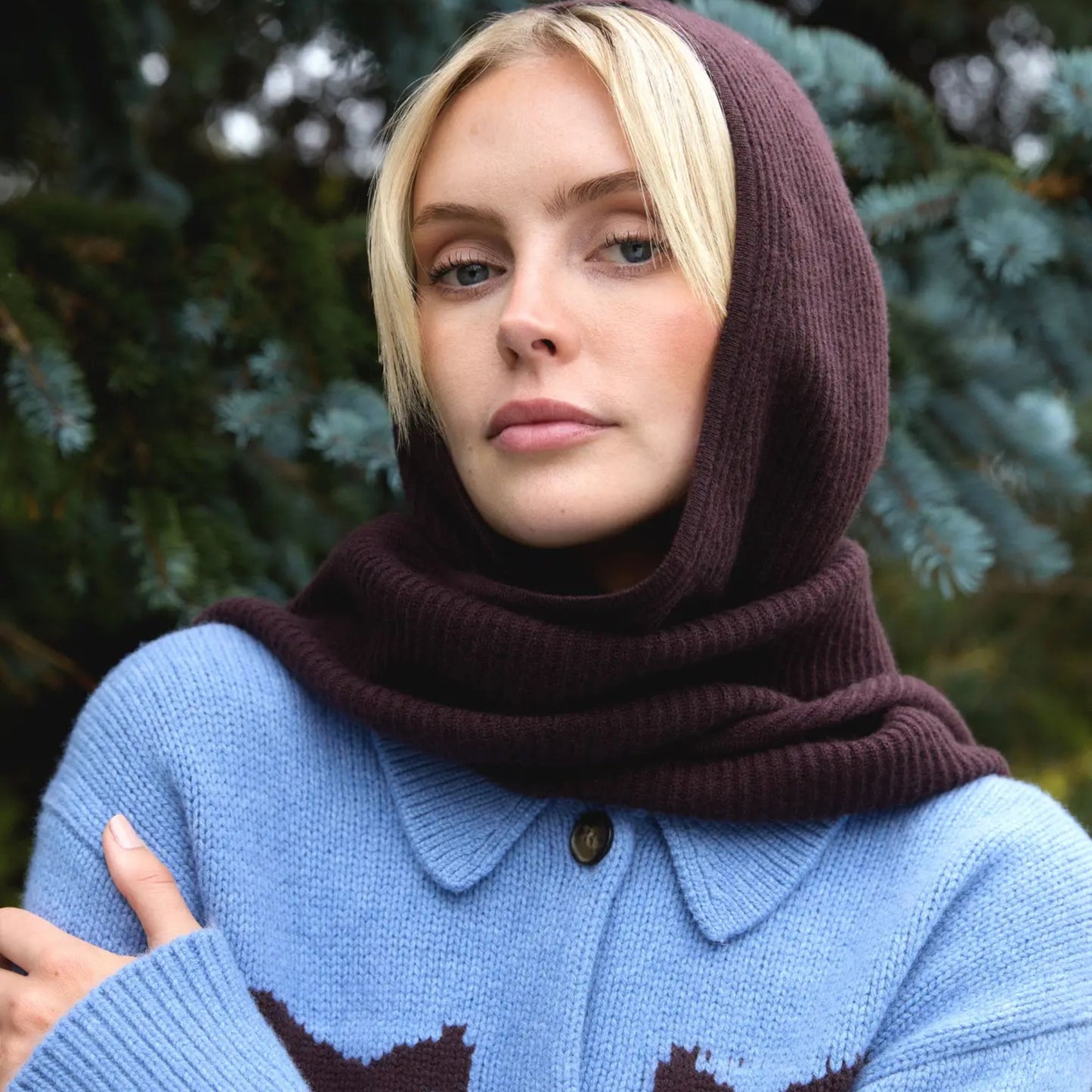 Merino Wool Hood in Brown