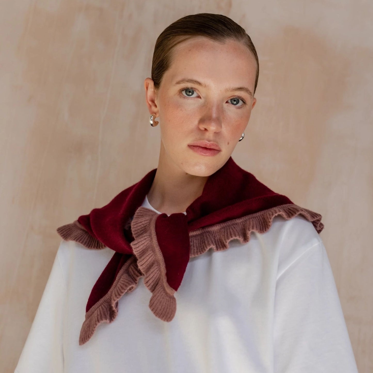 Burgundy & Pink Frill Neckerchief