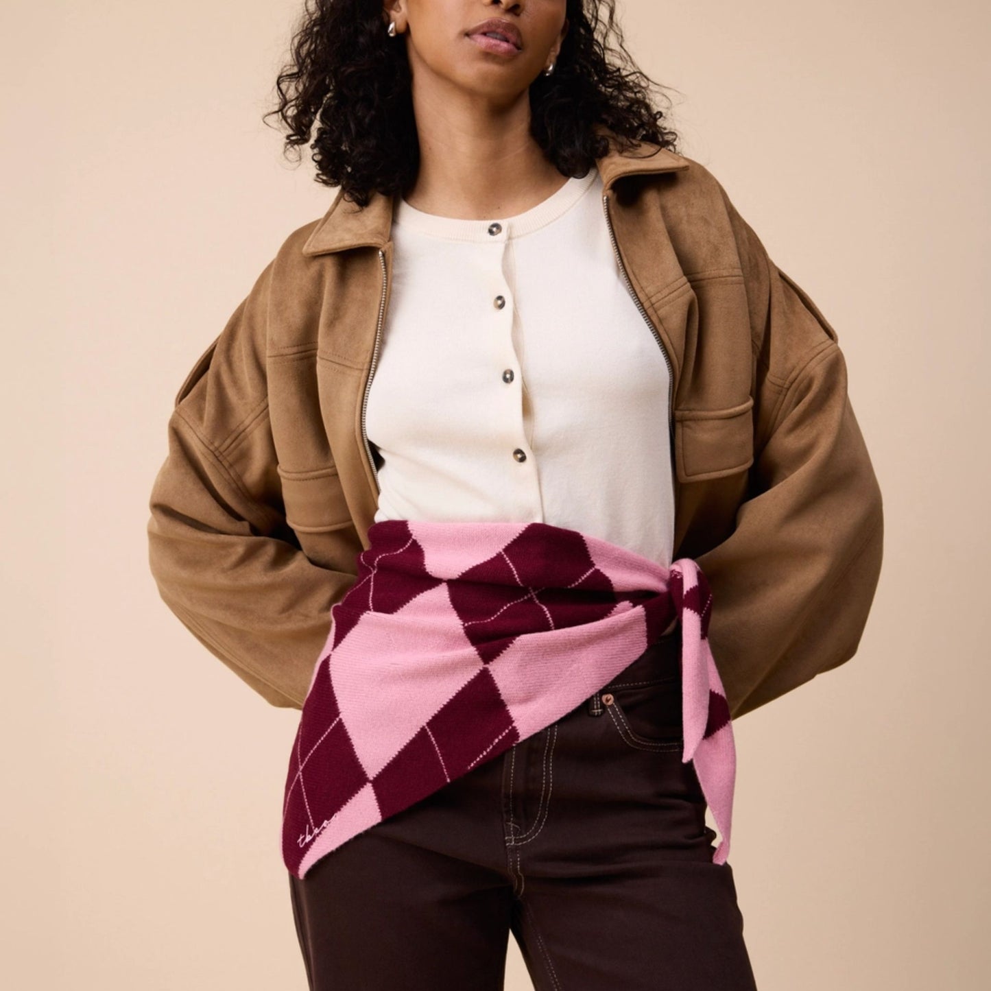 Pink & Burgundy Argyle Neckerchief