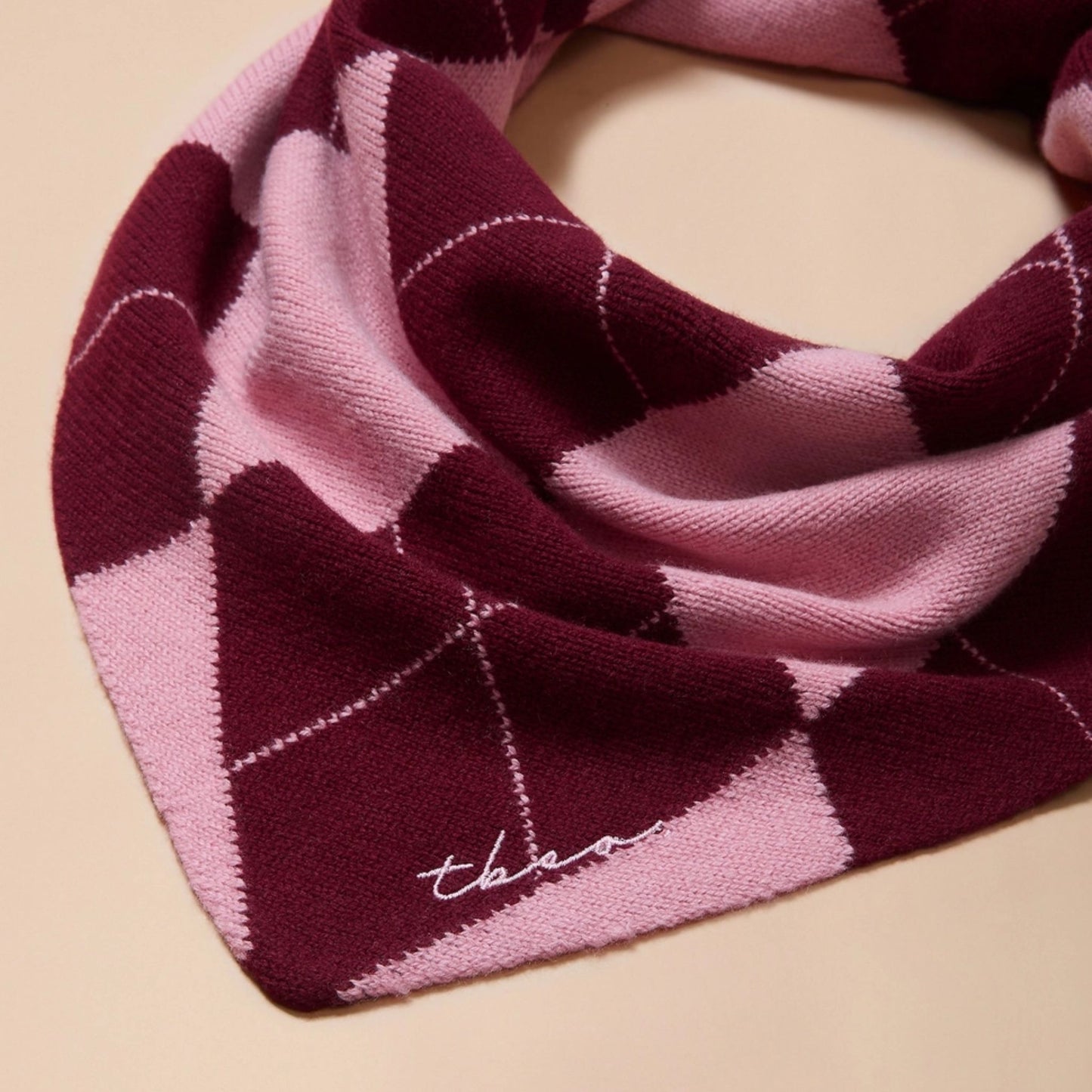 Pink & Burgundy Argyle Neckerchief