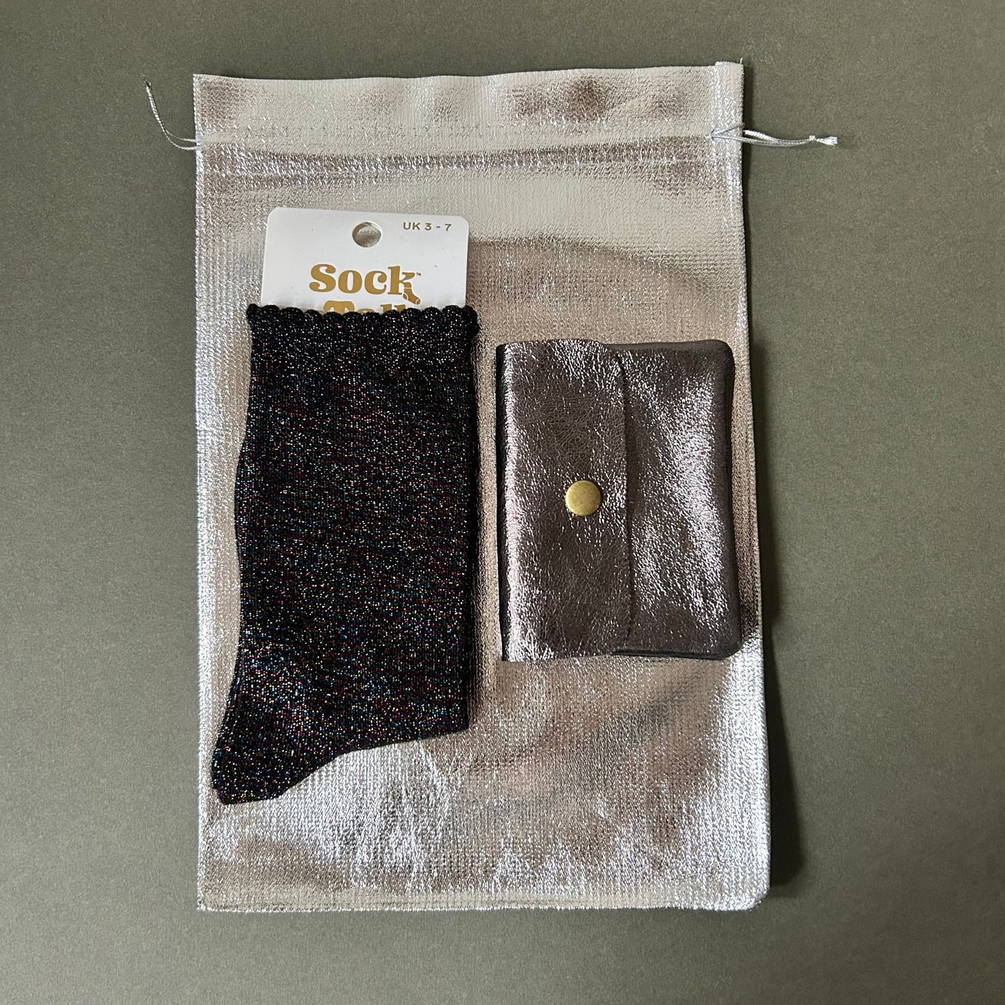 Metallic Sock & Leather Purse Gift Sets