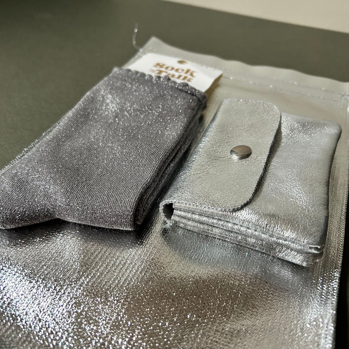 Metallic Sock & Leather Purse Gift Sets