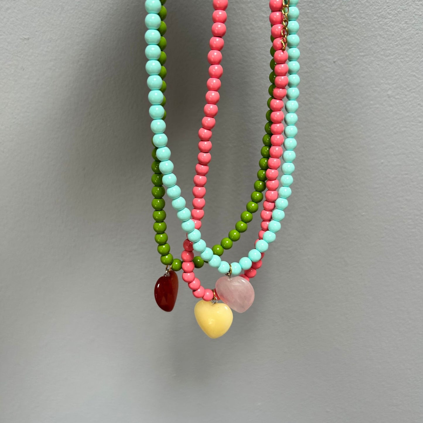 Enamel Beaded Heart Necklace
