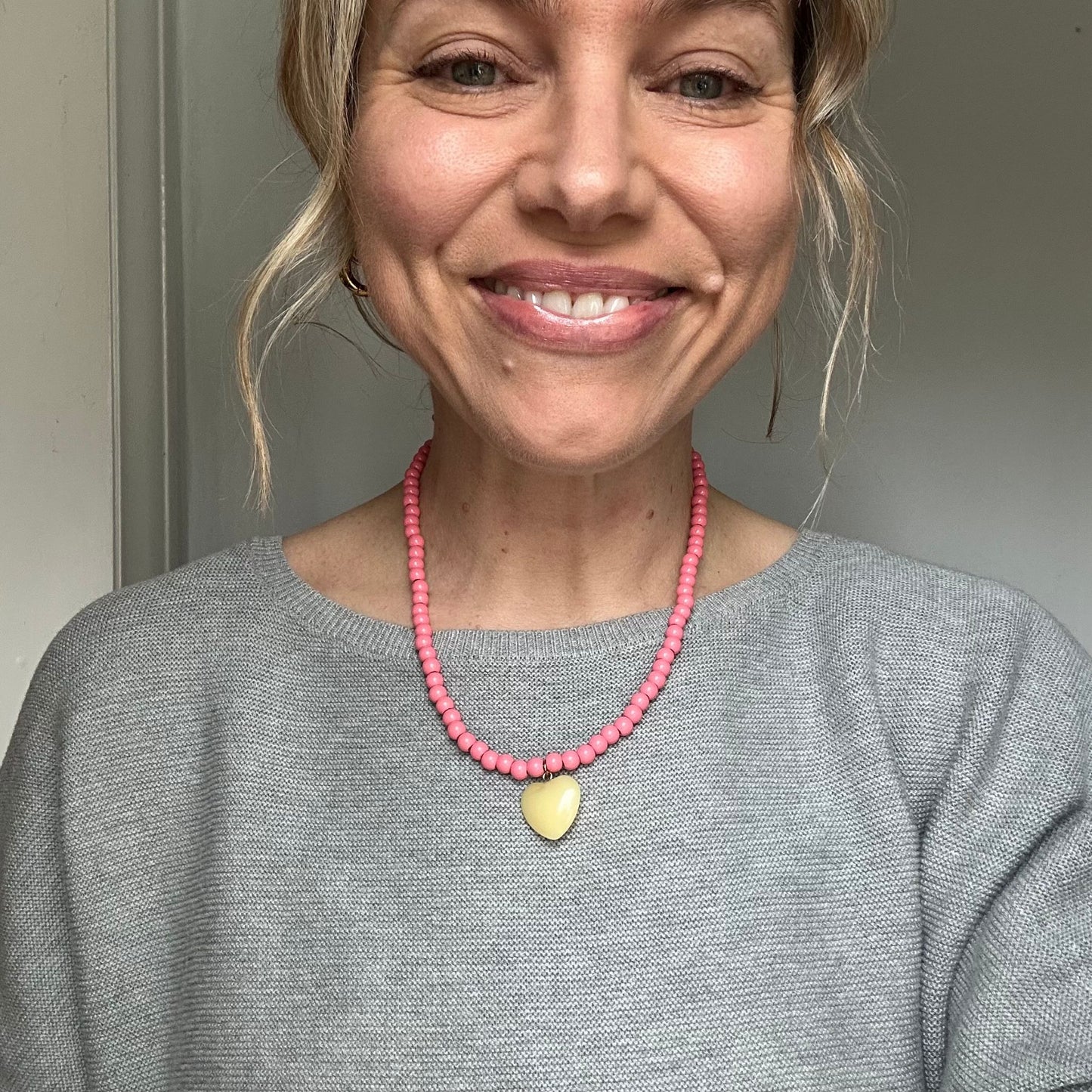 Enamel Beaded Heart Necklace