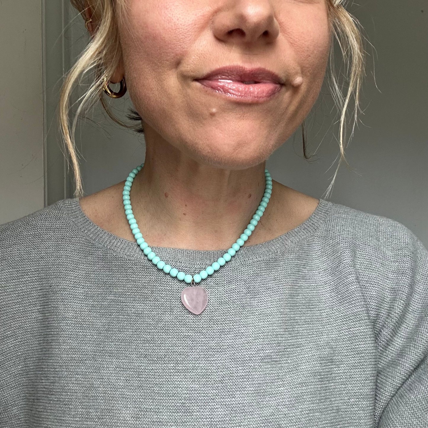 Enamel Beaded Heart Necklace