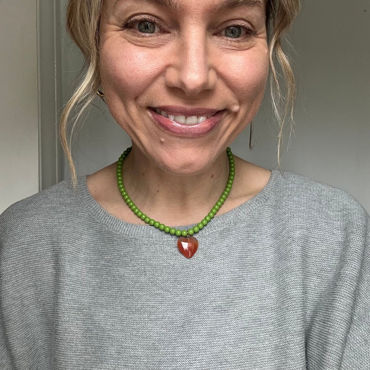 Enamel Beaded Heart Necklace