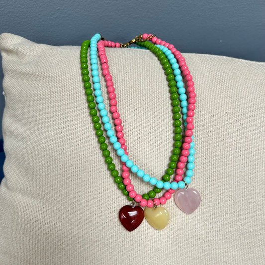 Enamel Beaded Heart Necklace