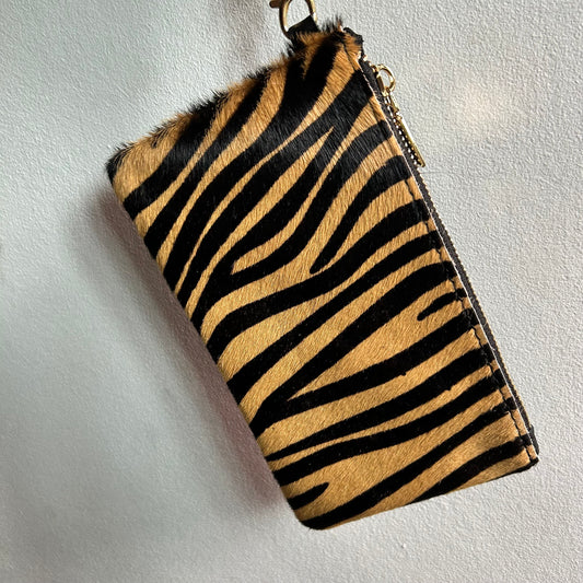 Tiger Print Mini Leather Clutch