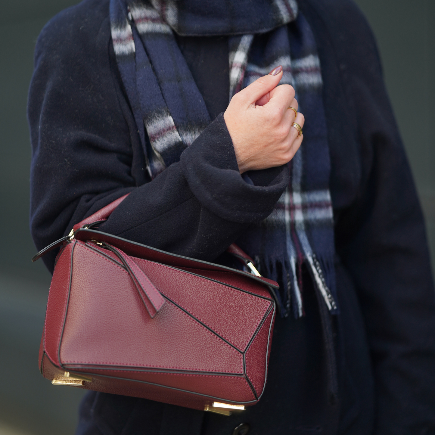 Leather Grab Handle Geometric Bags