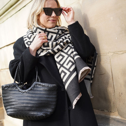 Classic Maze Print Scarves Cashmere Mix