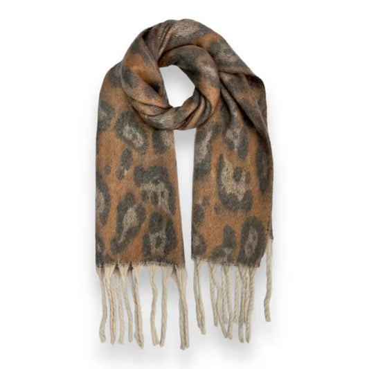 Fluffy Leopard Print Scarf