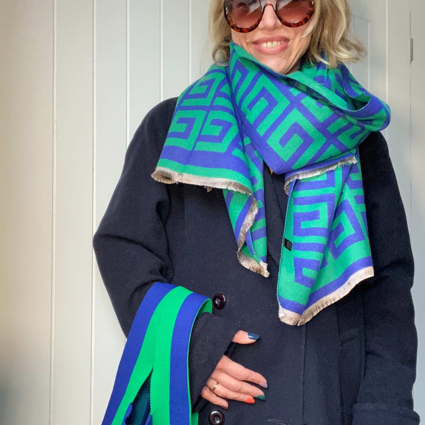 Classic Maze Print Scarves Cashmere Mix