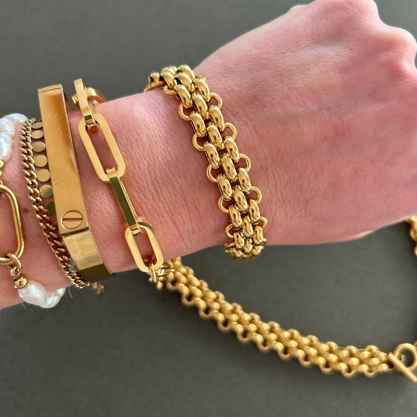 Triple Layer Chunky Gold Chain Bracelet