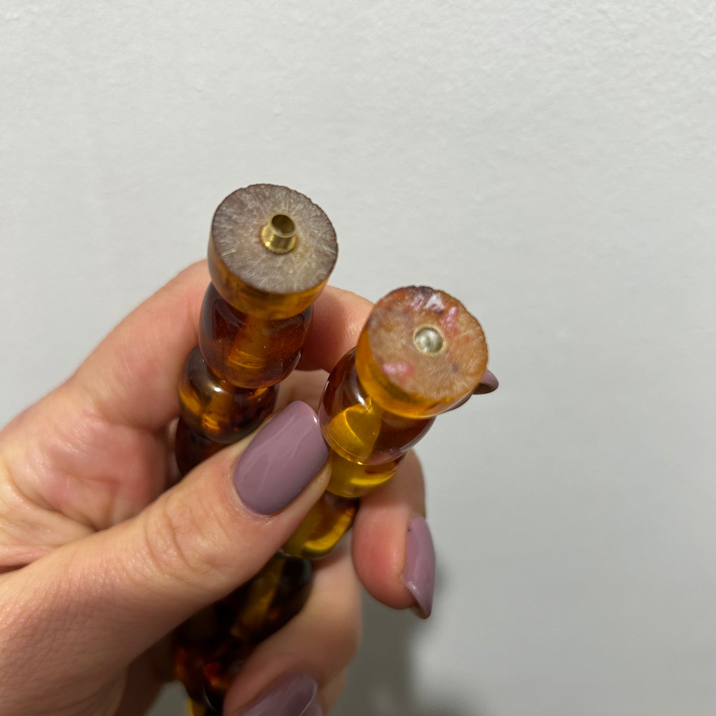 Amber Beaded Resin Heart Necklace