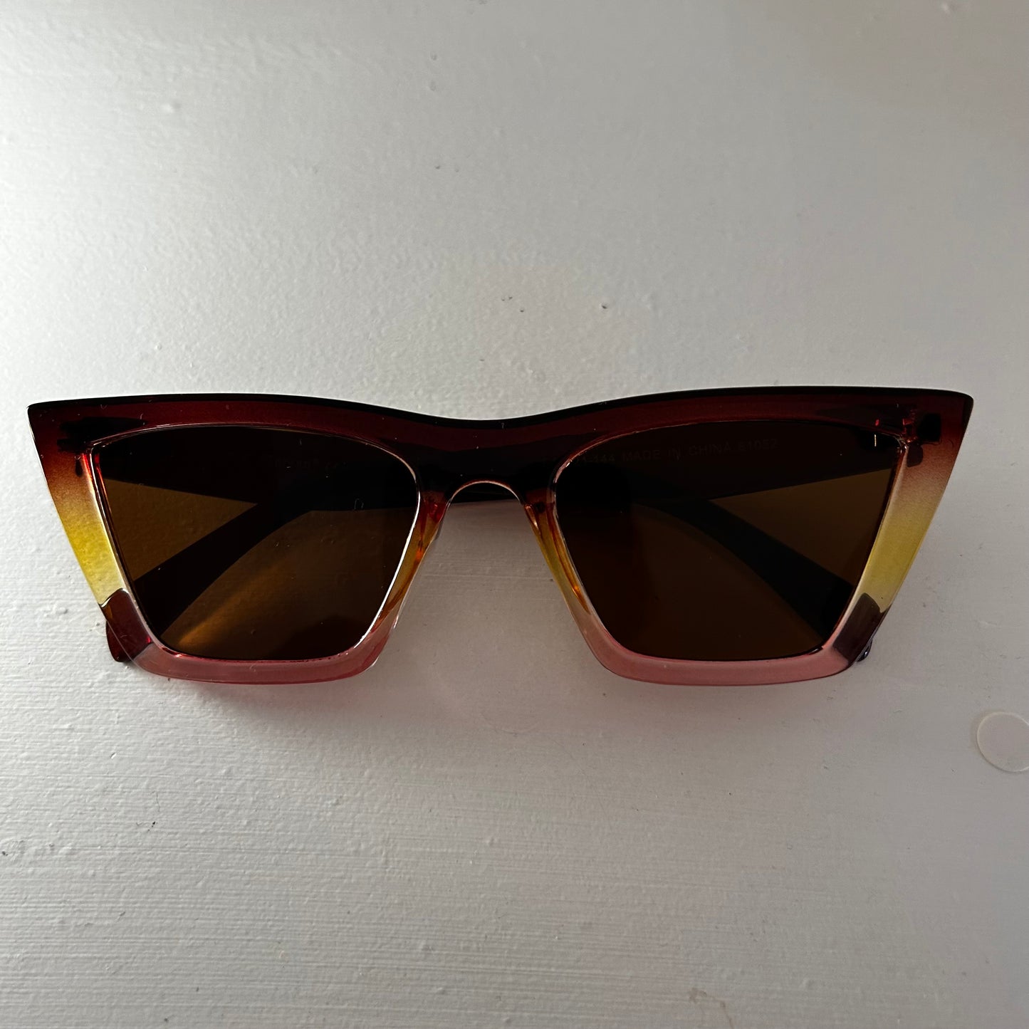 Angular Cat Eye Sunglasses (Olive and Tutti Frutti)