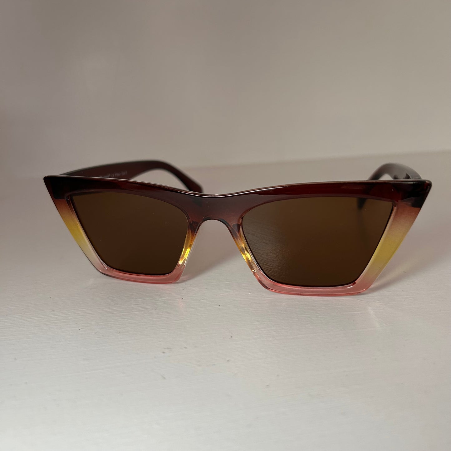 Angular Cat Eye Sunglasses (Olive and Tutti Frutti)