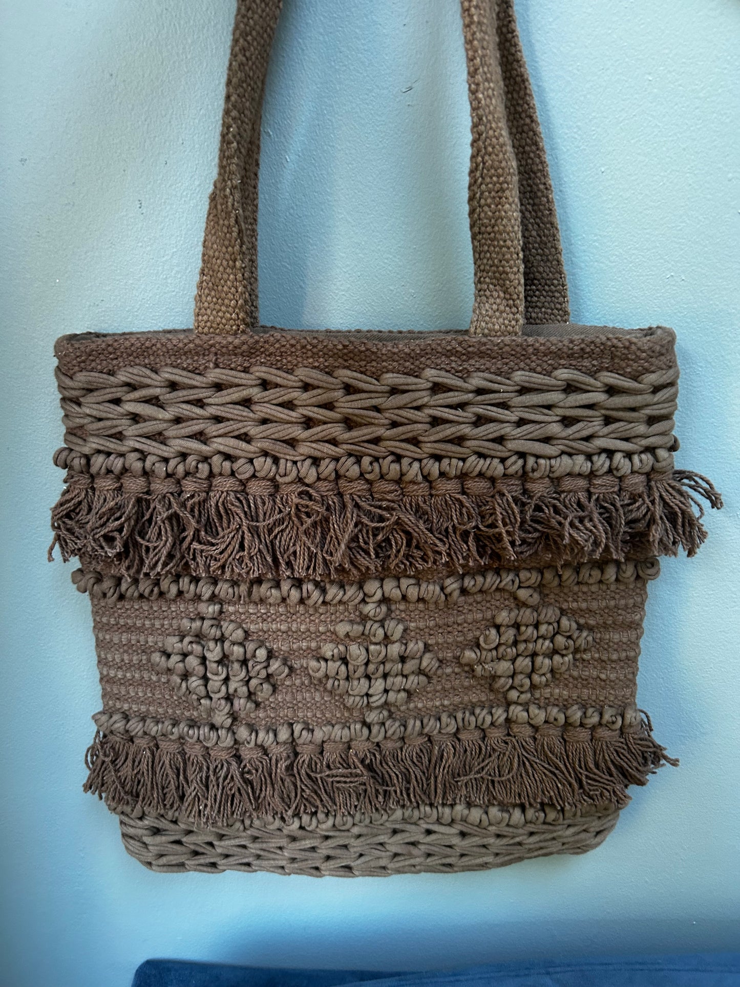 Brown Tufted crochet bag SAMPLE