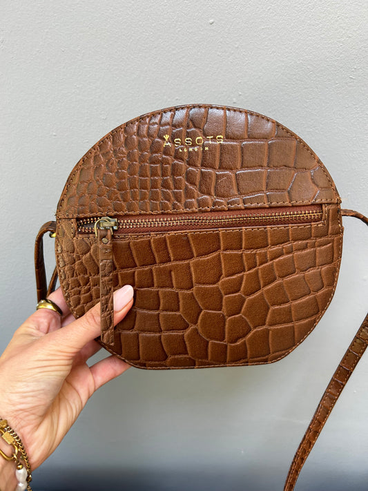 Circular Leather Bag Brown Croc