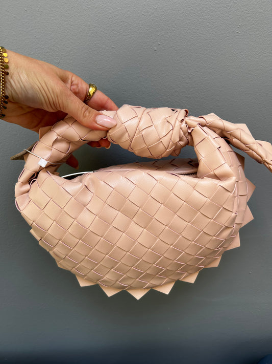 Pink Woven Leather Bag