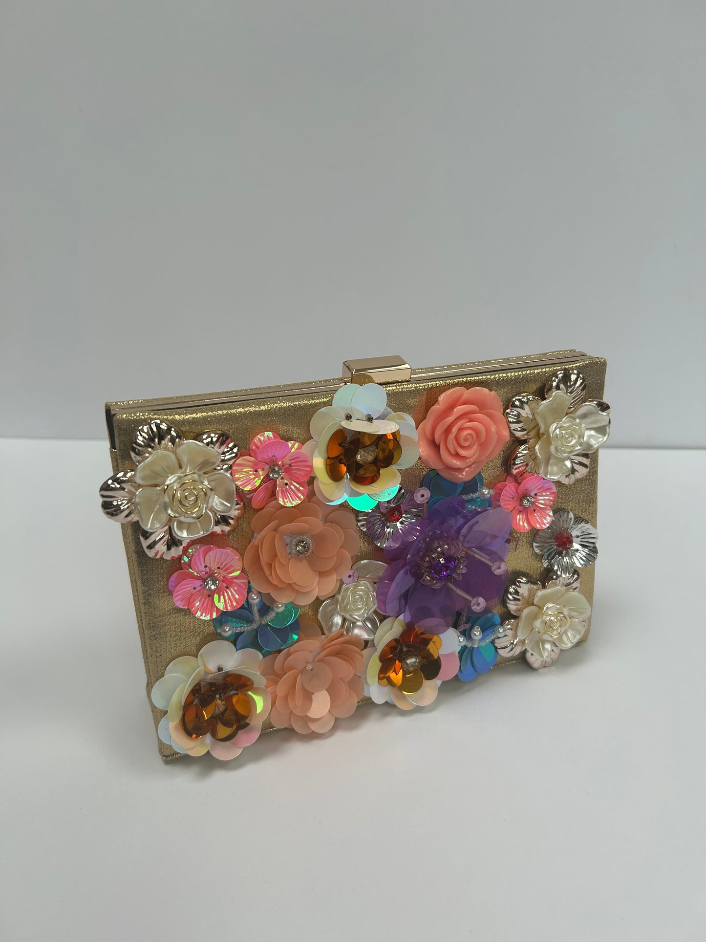 Flower Embellished box clutch SAMPLE