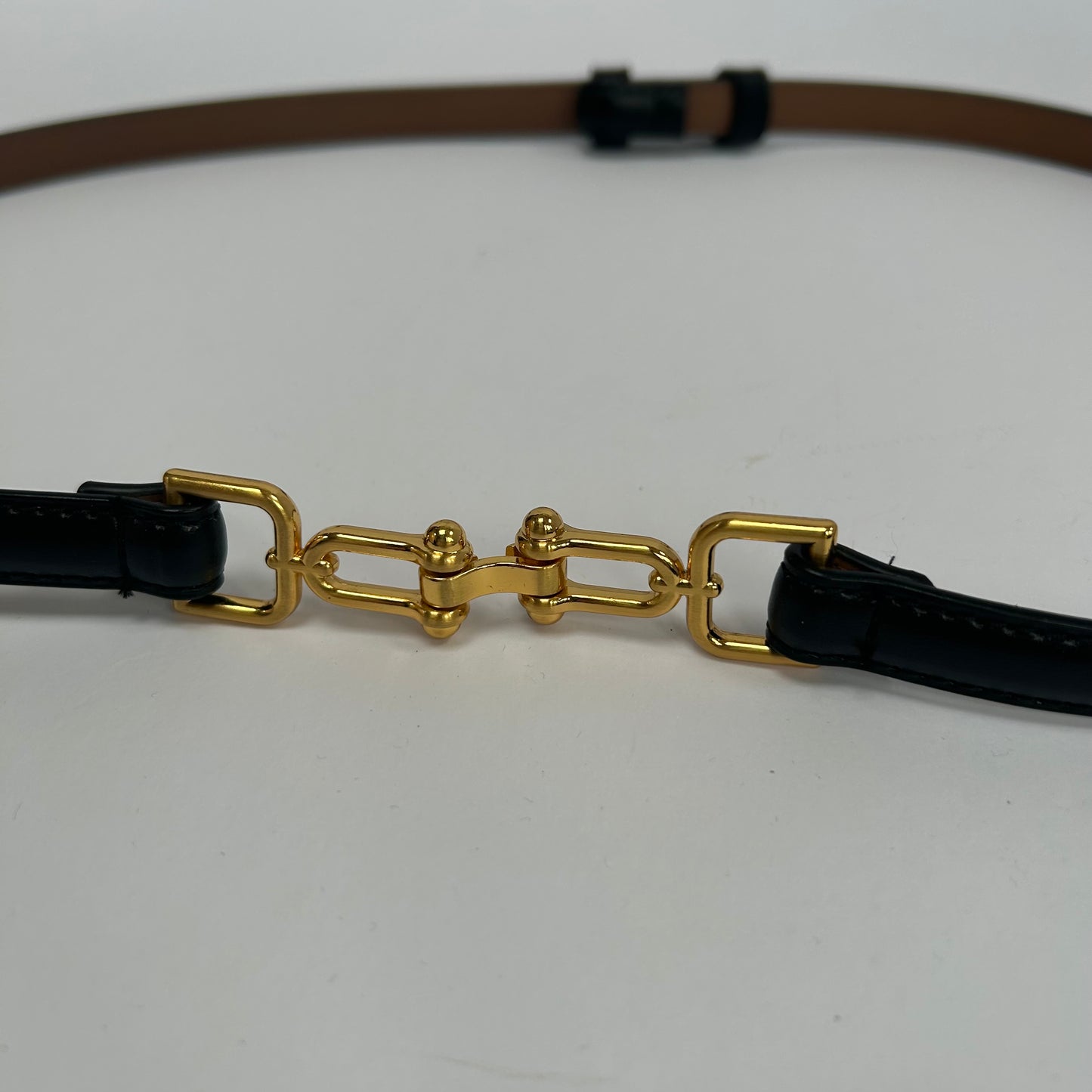 Black Leather Hook style belt - sample