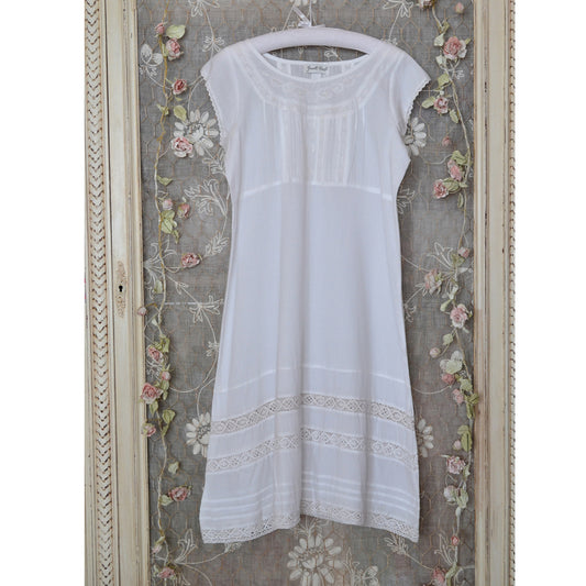 Vintage Style Capped Sleeve Embroidered Sundress / Nightdress
