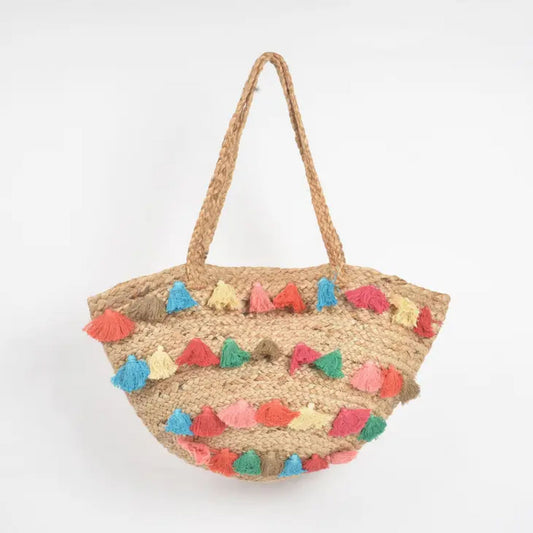 Handcrafted Tasselled Jute Beach Bag - A great accessory for summer adventures