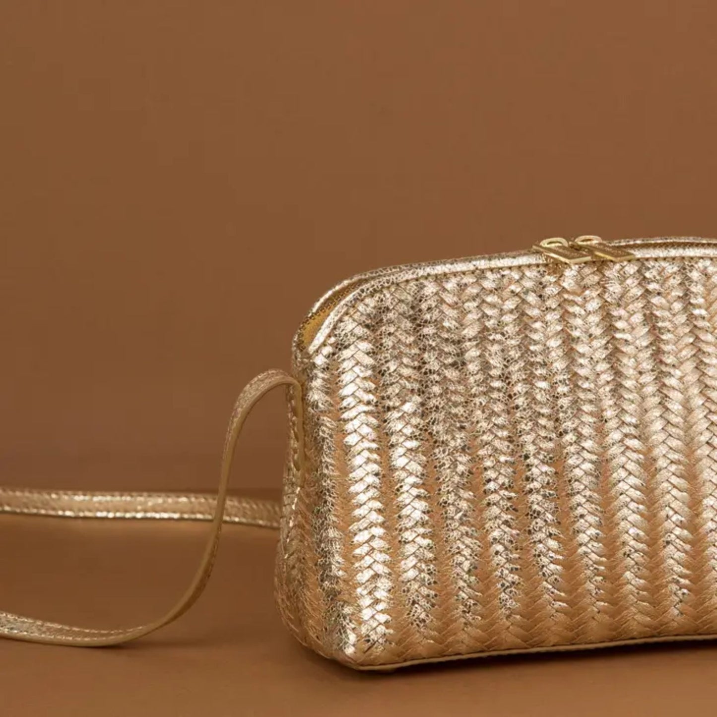 Gold Woven Leather Bag
