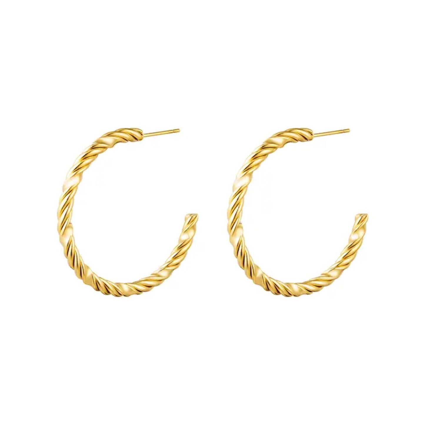 Gold Twisted Hoop Earrings (two sizes)