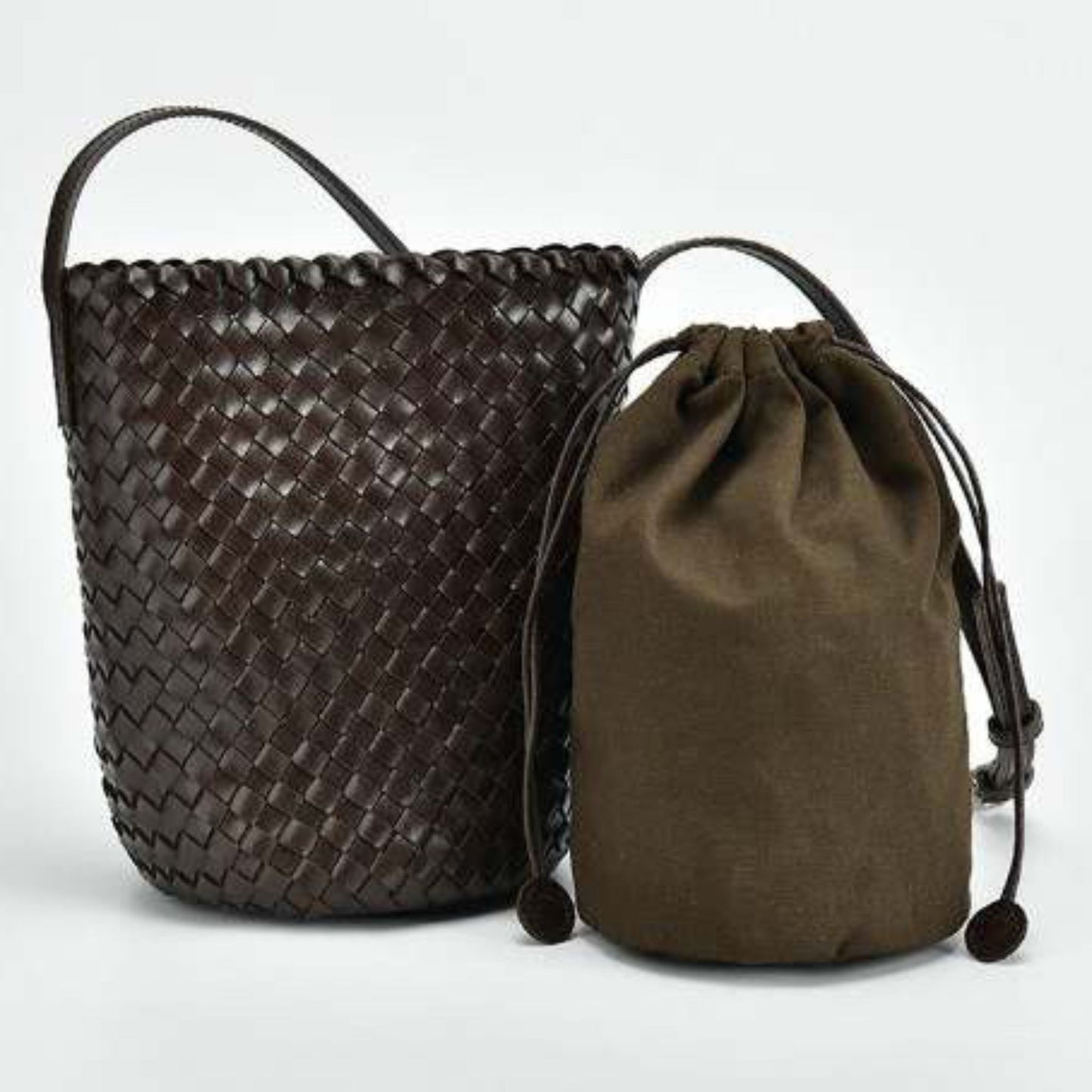 The Woven Leather Bucket Bag