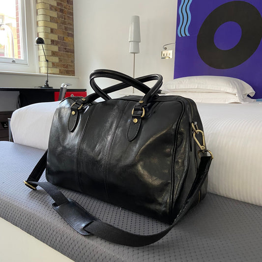 Leather Weekend Bag (Black or Cognac)