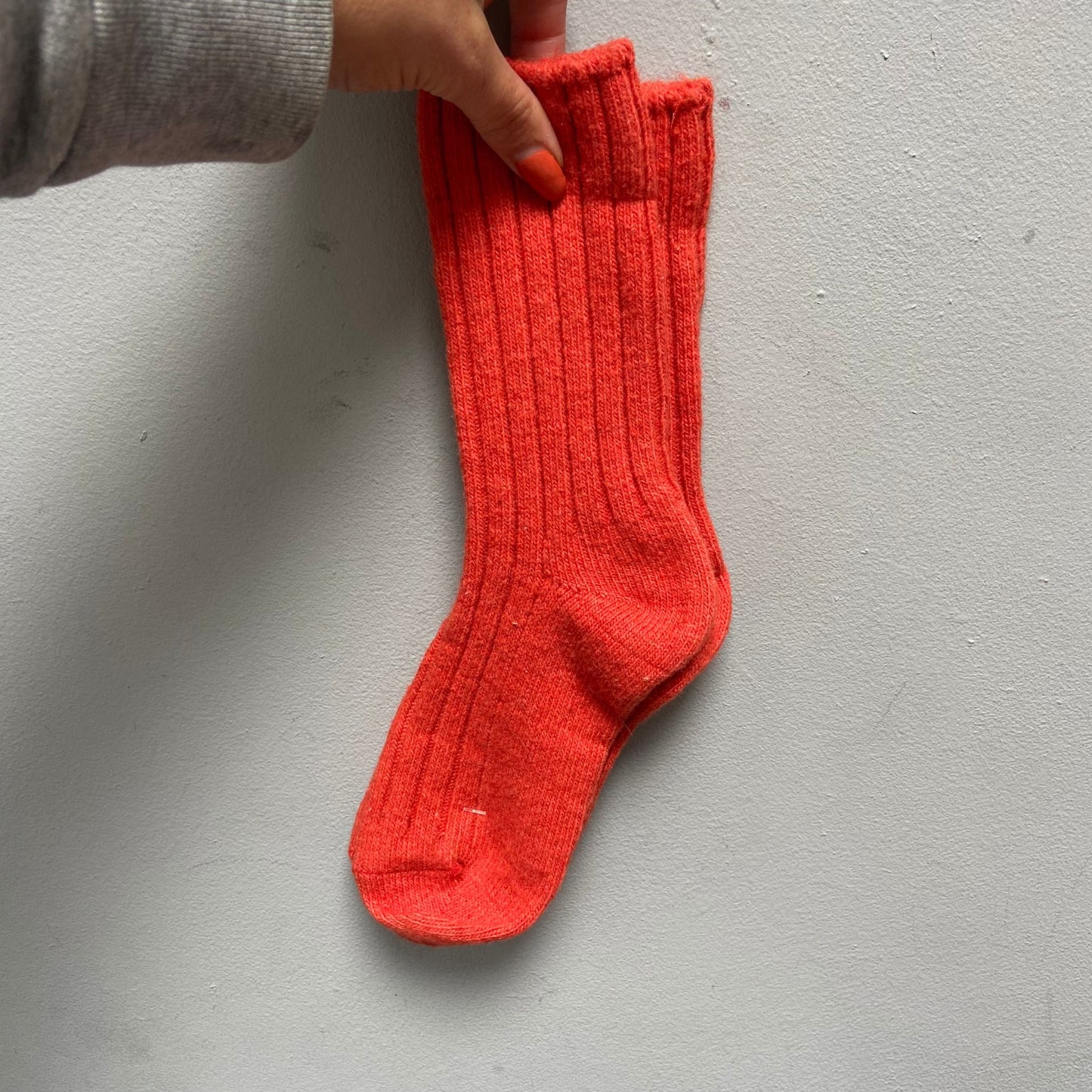 Chunky Orange Lambswool Socks