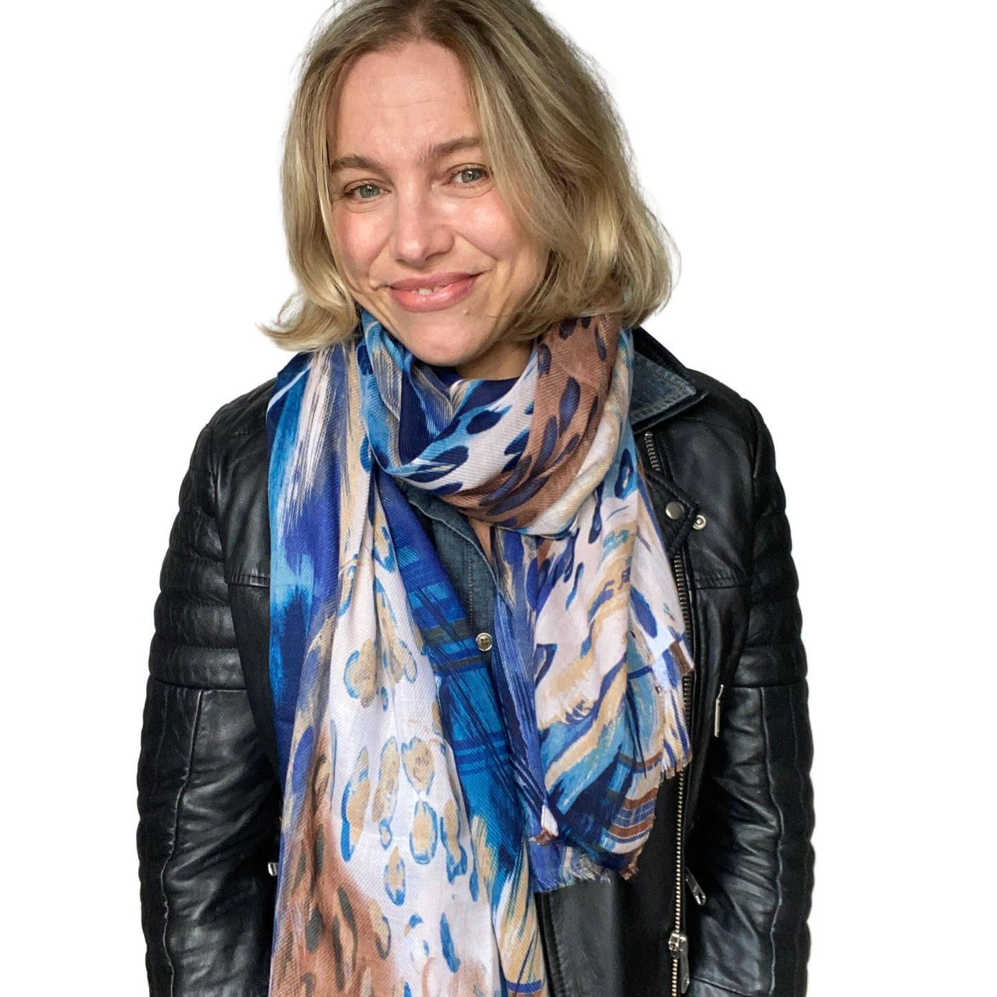 Blue Abstract Print Scarf