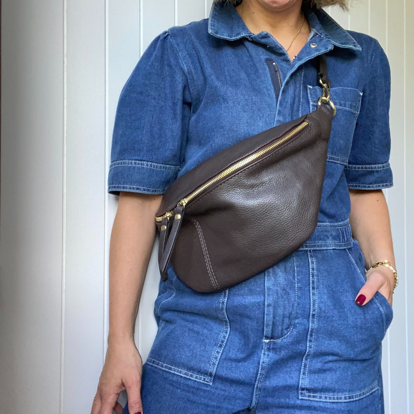 The Large Leather BumBag / Sling Bag (Exposed Zips)