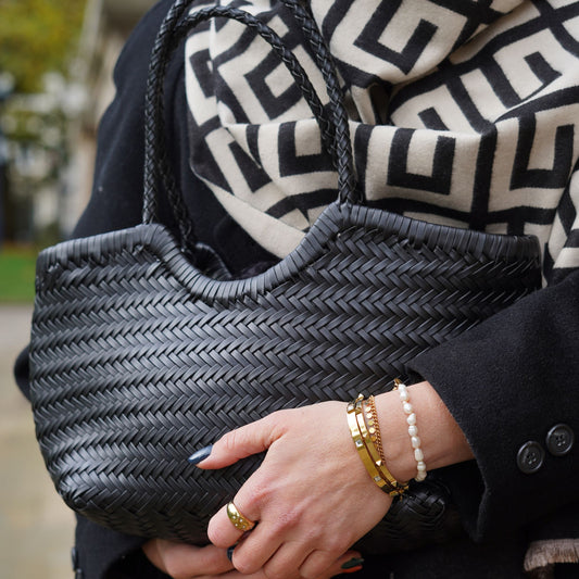 The Woven Leather Basket Bag - Side View