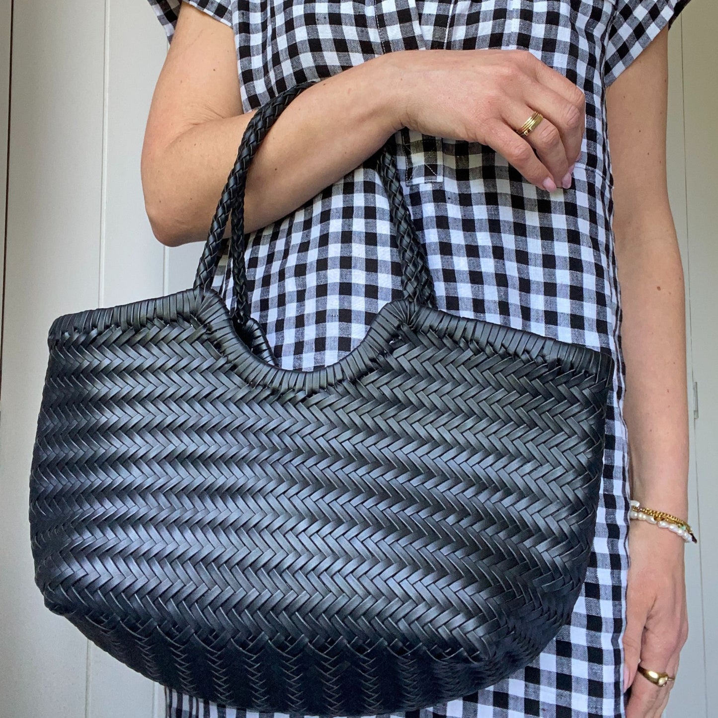 The Woven Leather Basket Bag