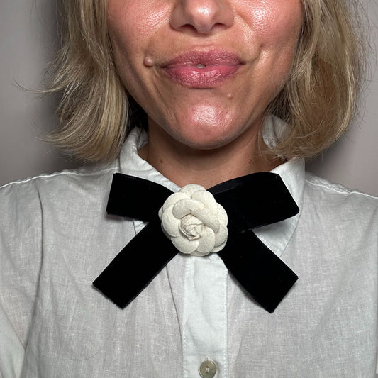 Velvet Camellia Bow Brooch / Clip