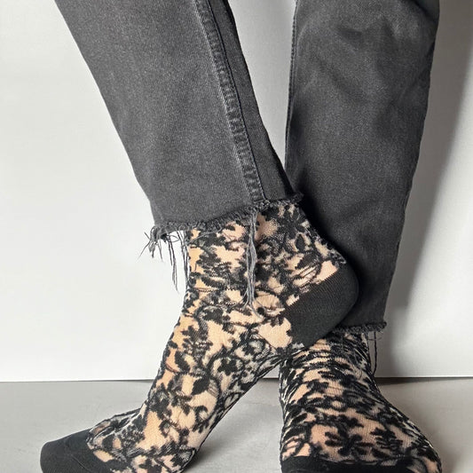 Sheer Floral Socks