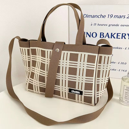 Checked tote (black or taupe)