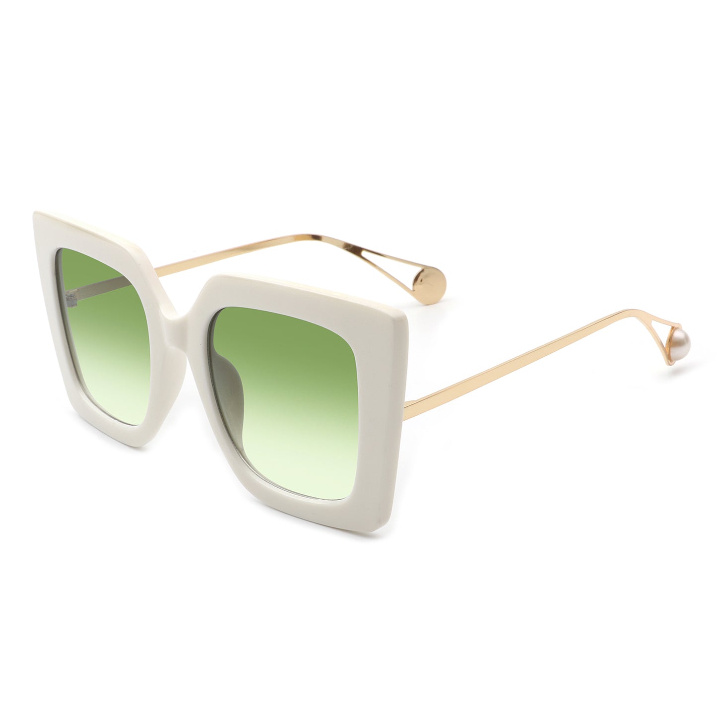 White oversized cat eye sunglasses