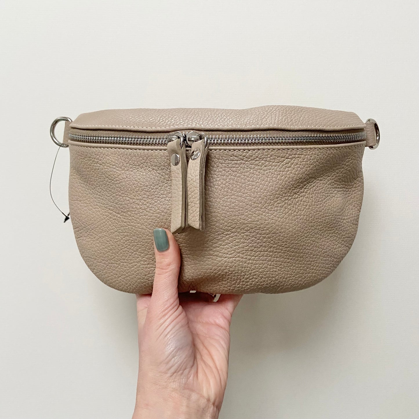 Taupe leather bumbag