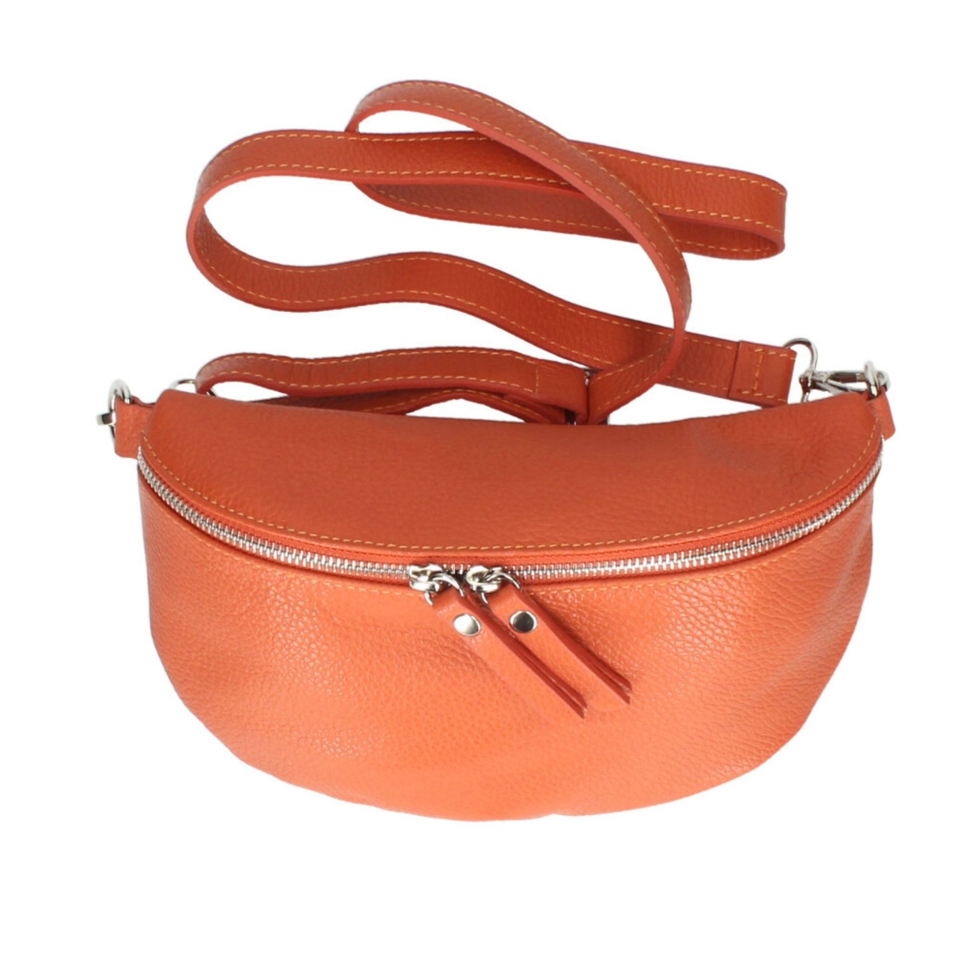 Orange leather bumbag