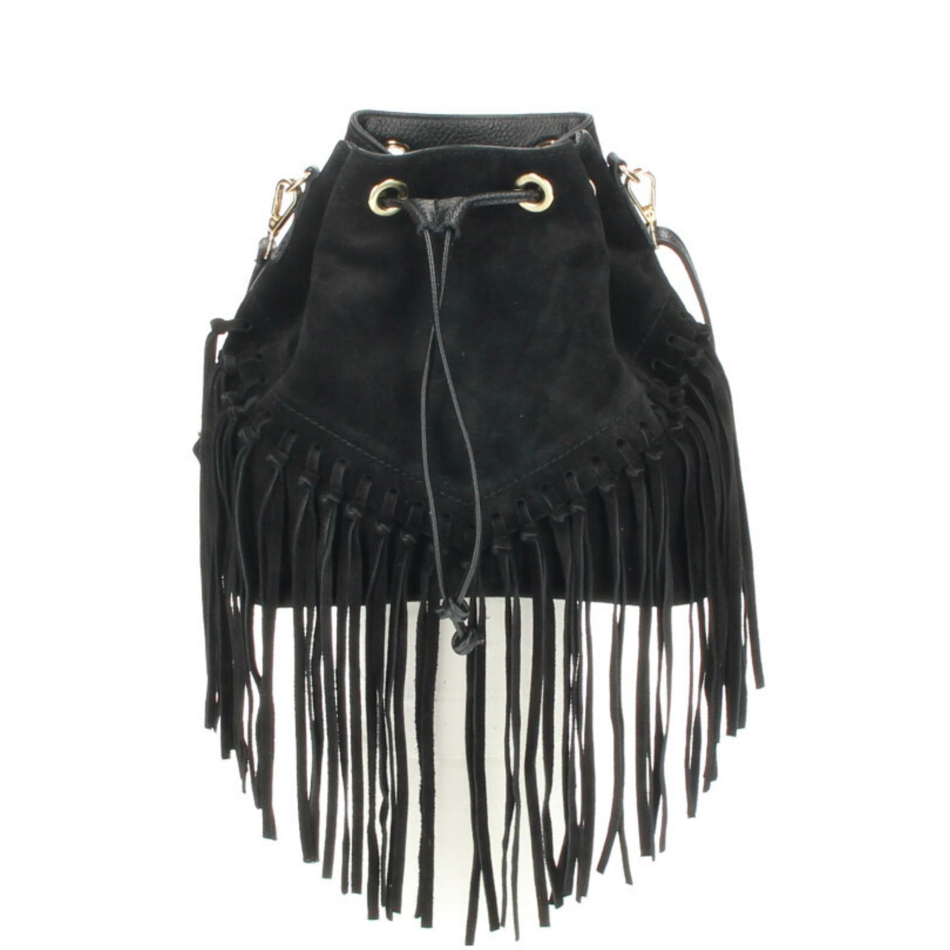 Black fringed handbag