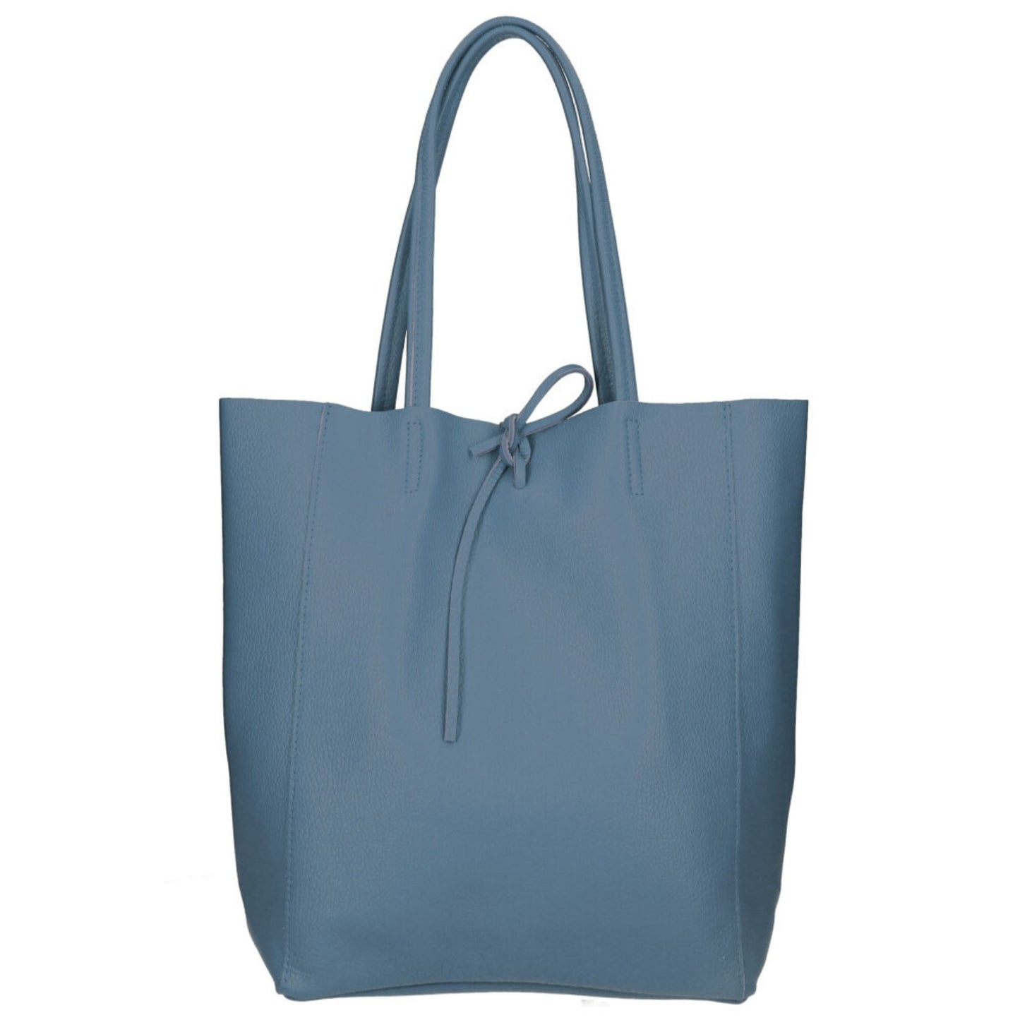 Blue leather shopper bag