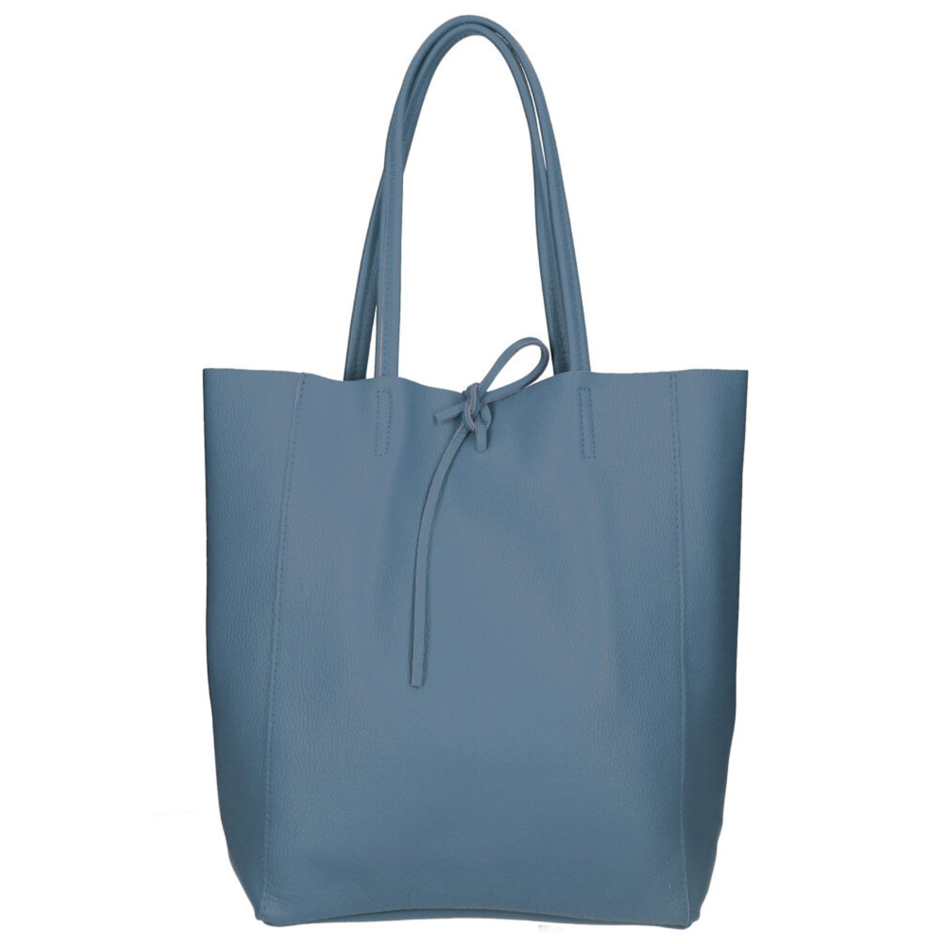 Blue leather shopper bag