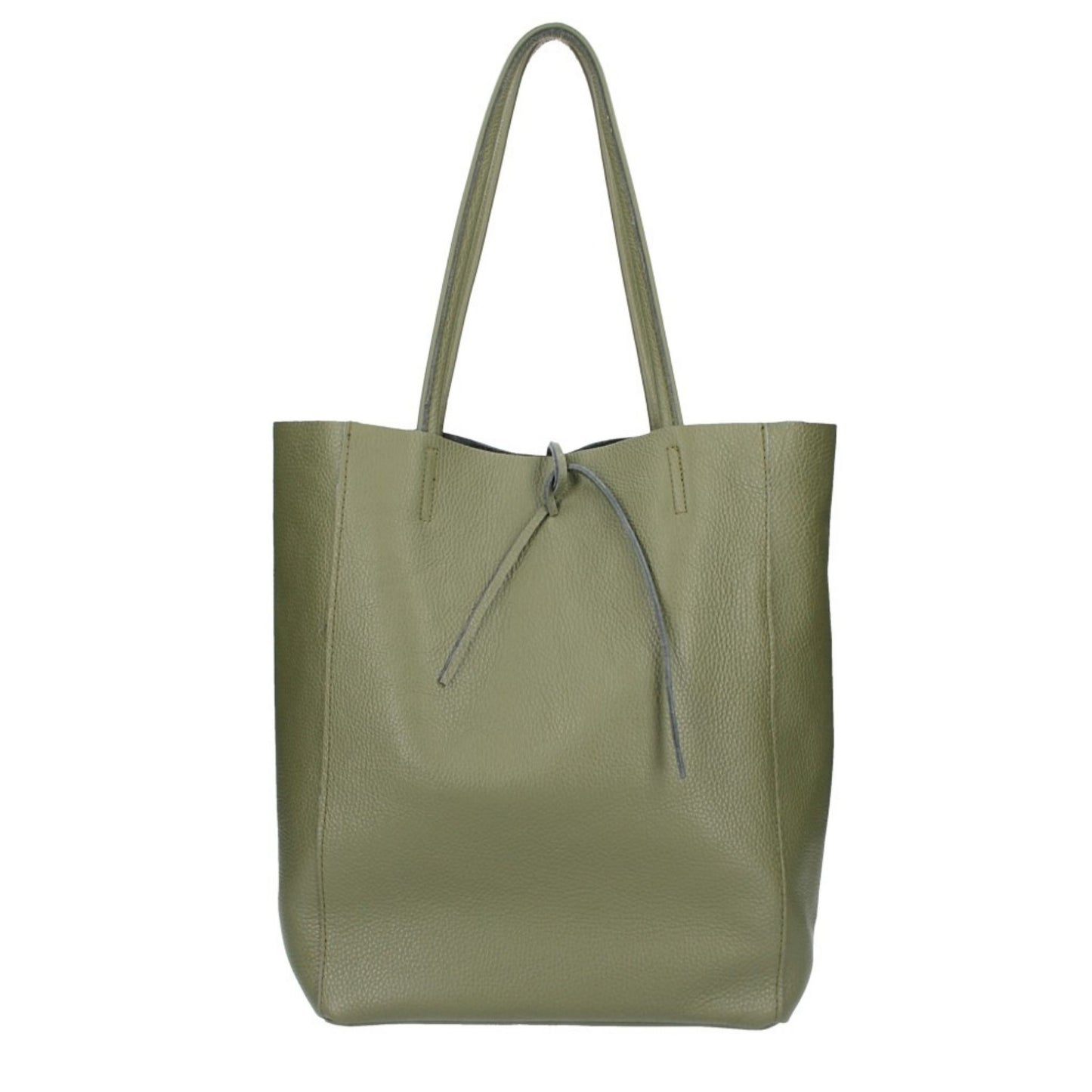 Green leather shopper bag
