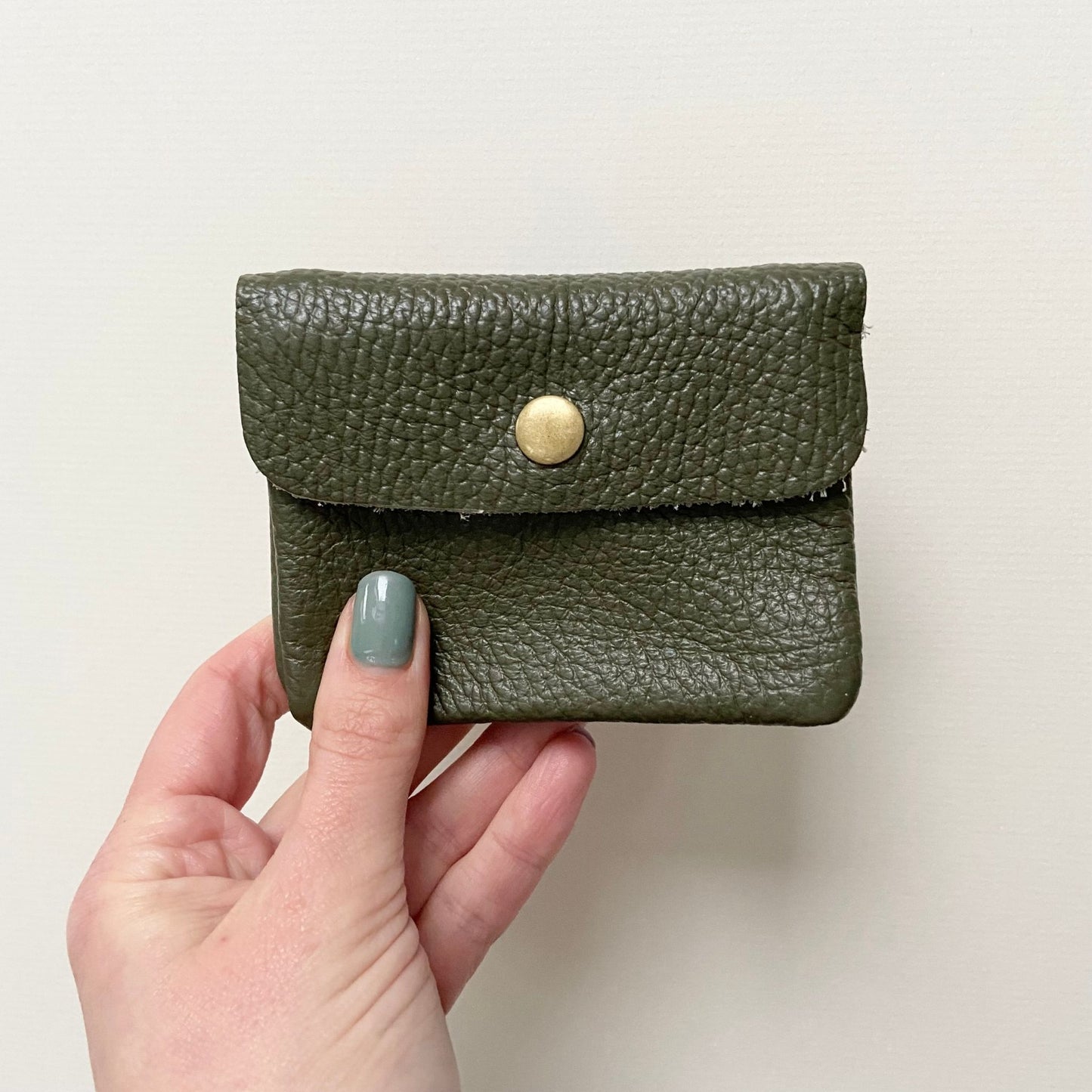 Green leather purse