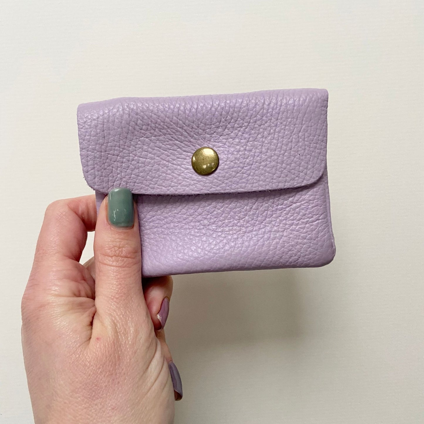 lilac leather purse