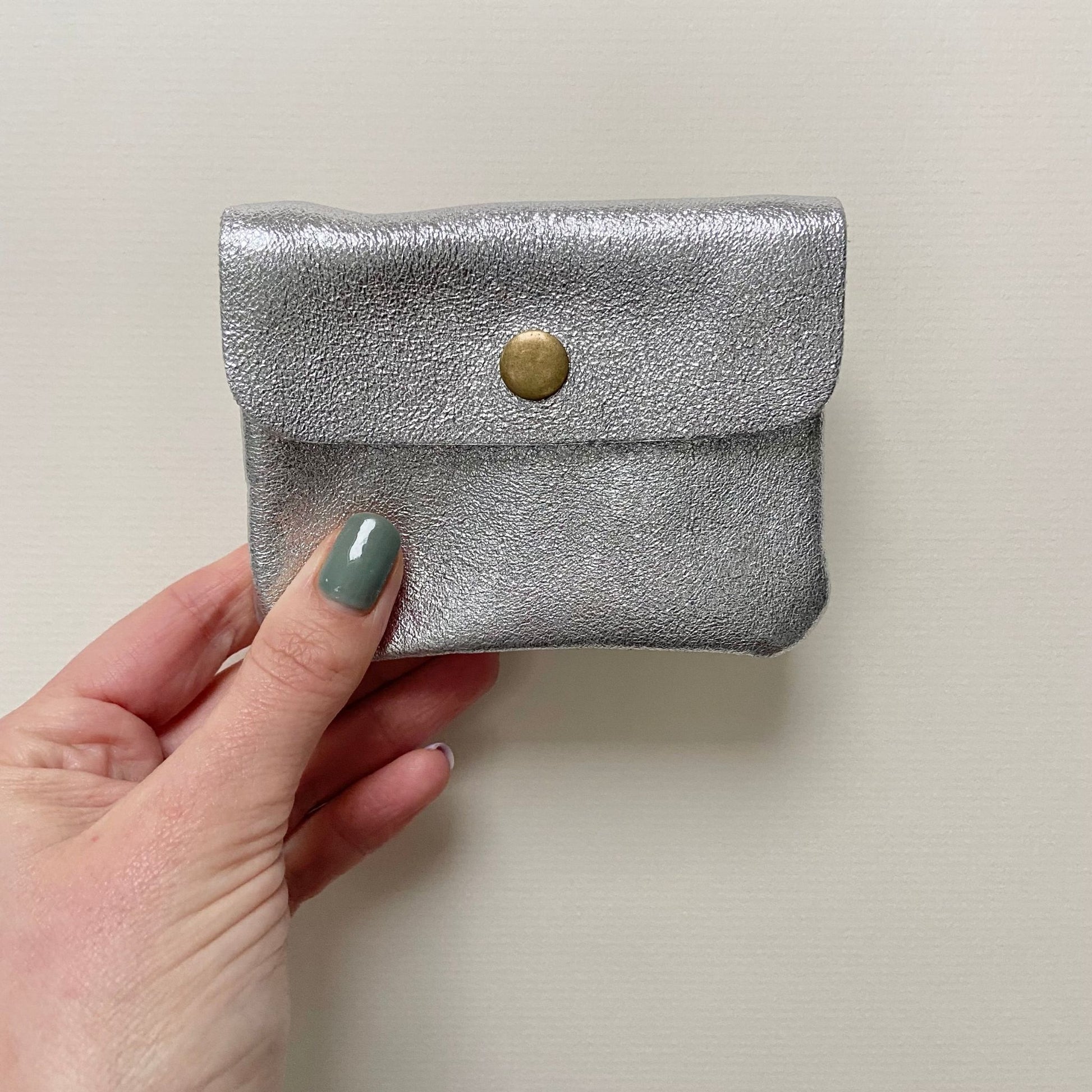 Silver leather purse online