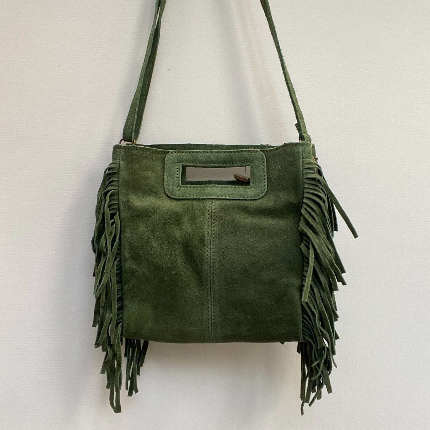 green suede bag